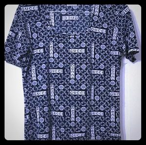 Dark blue and white shirt